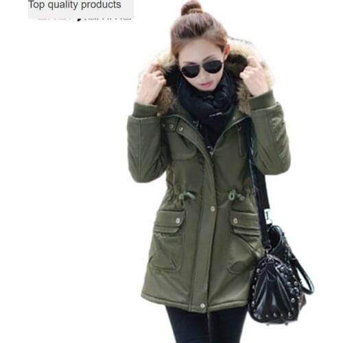 Casaco Feminino Hooded Winter Coat Women Army Military Wadded Cotton Md-long Thick Jacket 2015 New Waist Tunic Outerwear ZL3433