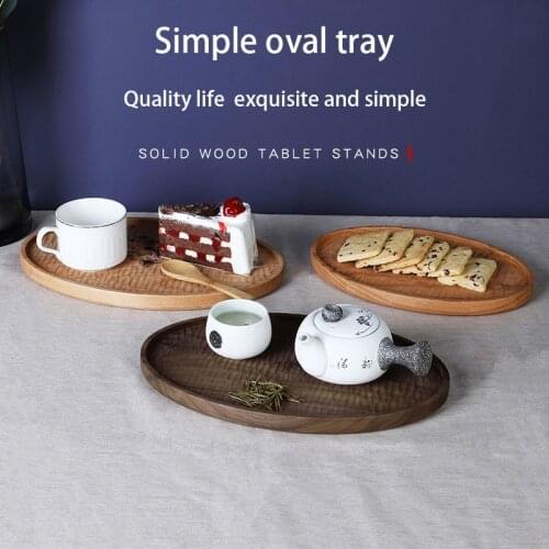 Wood tray tea tray North American black walnut tea tray log oval plate snack plate solid wood storage plate