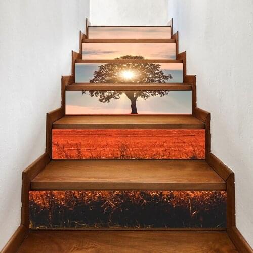 DIY Stair Sticker Self View a Tree Sun Glass Adhesive Decal Home Decor Paper for Living Room PVC Waterproof 3D Print Photo Art
