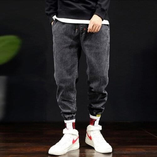 2021 Autumn Winter Fashion Men Jeans Japanese Style Loose Fit Elastic Cargo Pants Hombre Denim Harem Trousers Vintage Designer S