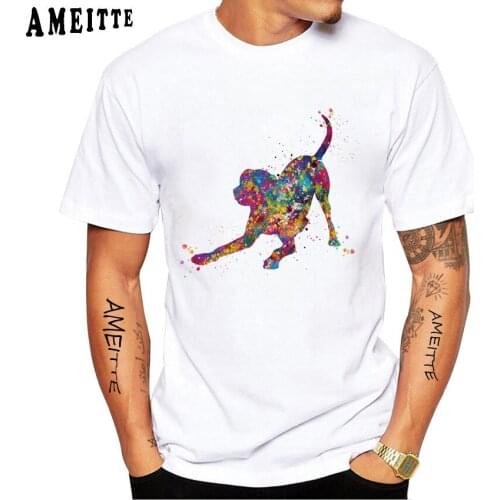 New Summer Fashion Men Short Sleeve Labrador Dog Watercolor Design T-Shirt Funny Lab Print Boy Casual Tops Hip Hop White Tees
