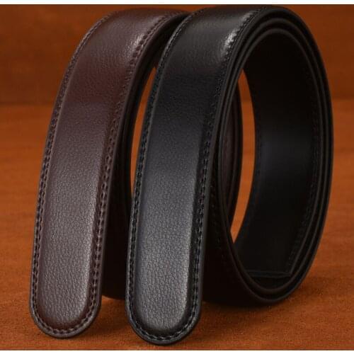 Mens Belt Without Head Leather Belt Body Without Buckle Head Automatic Buckle Cowhide Trouser Belt Without Head Trend Belt Body
