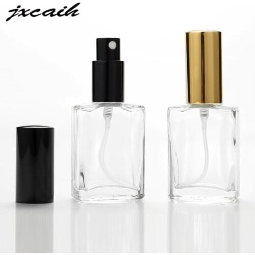 Jxcaih 10Pcs / Lot 30Ml Square Transparent Glass Perfume Bottle With Metal Cap Portable Spray Refillable Cosmetic Container