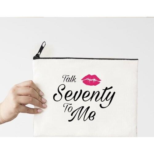 Talk To Me Makeup Bag Letter Funny Print Cosmetic Bags Make Up Bags Toiletries Organizer Pouch Ladies Purse Organizer