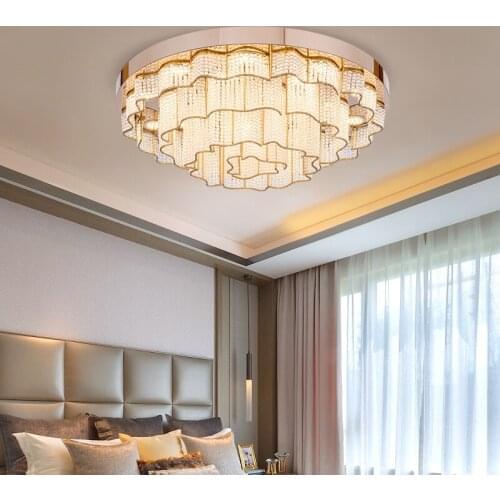 Round lamp modern light luxury crystal lamp atmospheric household led ceiling lamp lamps and lanterns