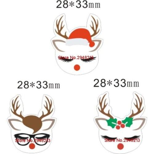 Mixed Cartoon Christmas reindeer Flatback Resin Cabochon Planar Resin for Xmas DIY Craft Embellishments 1.2inch RET1510