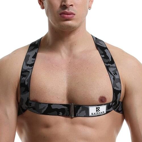 Mens Sexy Harness Belt Elastic Shoulder Chest Harness Belt Clubwear Costume Strap Muscle Harness Belt
