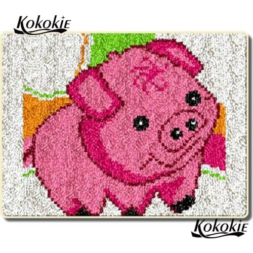 3d printing tapestry kits floor mat latch hook kit rug canvas vloerklee cartoon pig handmade 3d carpet embroidery accessories