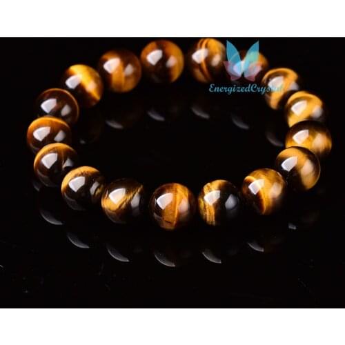 Natural Plain Tigers Eye Quartz Reiki Crystal Fashion Chakra Bracelet Adjustable