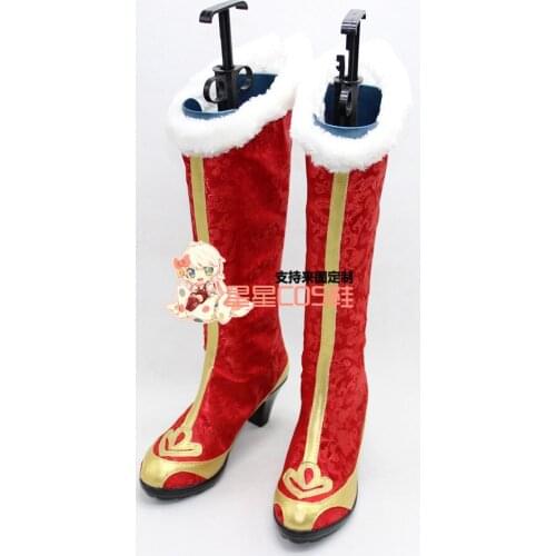 LoveLive! Love Live Honoka Kousaka Chinese Style Red Cosplay Shoes Boots X002