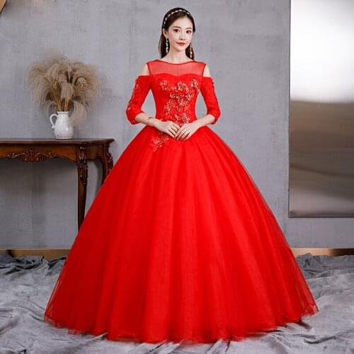 Half Sleeve Quinceanera Dress Red Party Dress Elegant Off The Shoulder Ball Gown Luxury Lace Prom Dress Quinceanera Vestidos