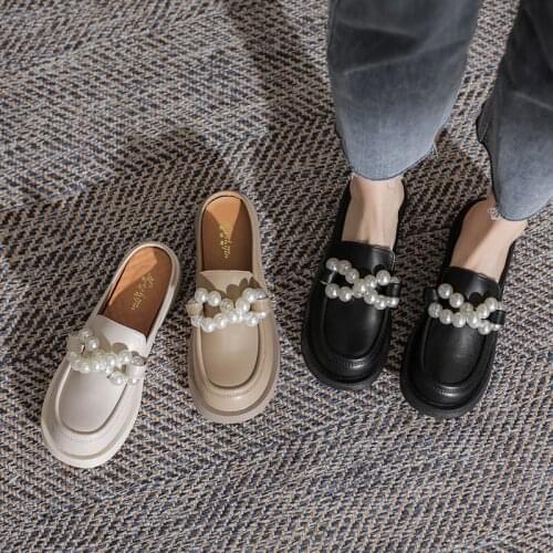 Women Summer Half-dragon Female Muller Half Slippersthick Heel Pearl Lazy Shoes Slippers Wear Baotou Lazy Shoes Drag Women Wild