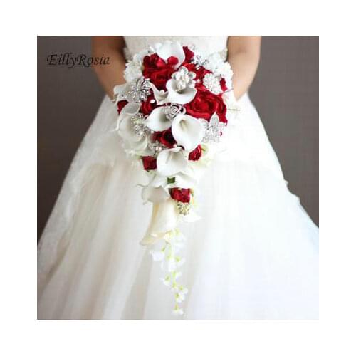 Vintage Western Style Wedding Bouquet For Brides Crystal Flowers Bridal Bouquets Waterfall Brooch Buque De Noiva Artificial Hold