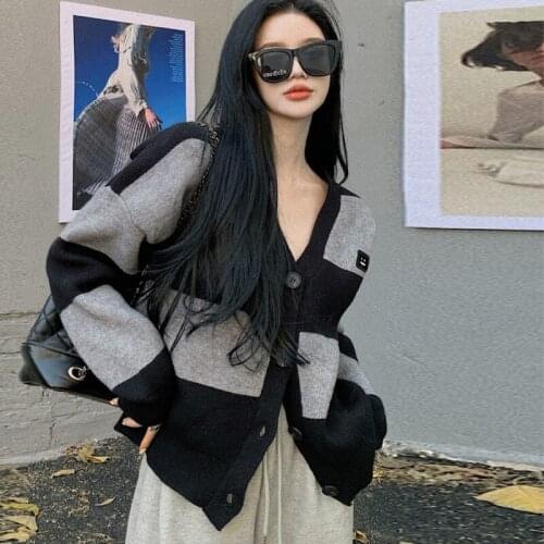 Knitted Cardigan Sweater Jacket Womens Fall 2021 New Loose V-neck Casual Cardigan Blusa De Frio Feminina Em