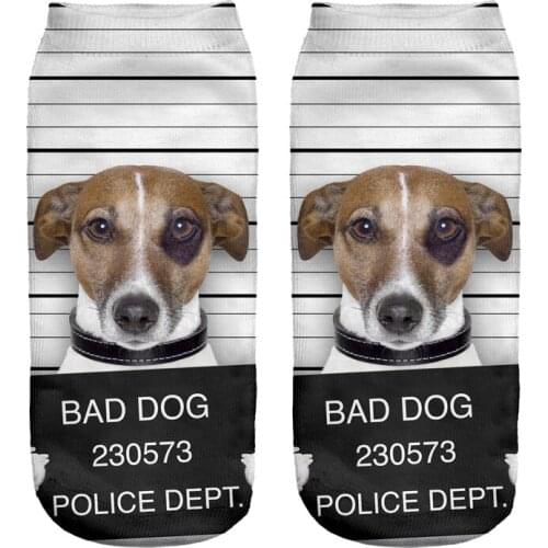 Funny socks womens bad dog 3D Printed cartoon cotton sock short lovely style harajuku meias soks ladies calzini