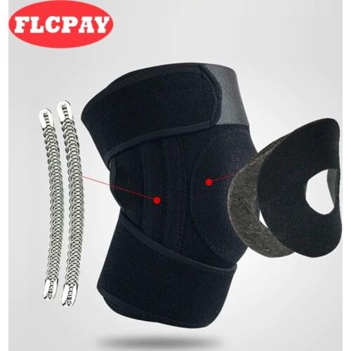 1 PCS Adjustable Running Volleyball Knee Protector Spring Support Knee Sleeves Sports Safety Fitness Weight Lifting Knee Pads