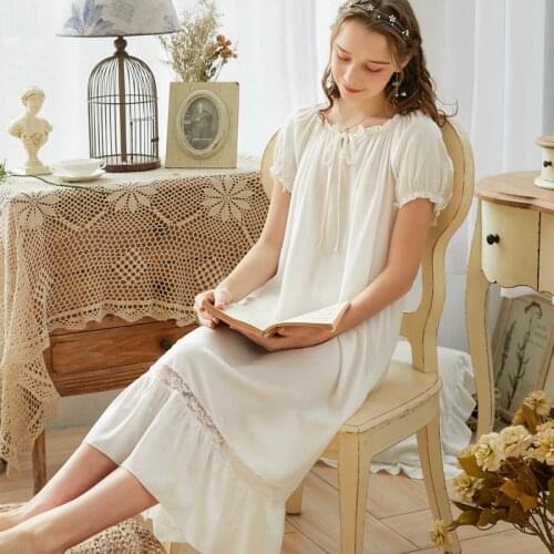 Wasteheart Women Homewear Cotton Pink White Sexy Sleepwear Nightdress Lace Nightwear Luxury Nightgown Female Gown