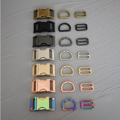 1 Set 25mm Metal Buckle 8 Adjust Buckle D Ring /Three-Pieces for Dog Collar Necklace Handmade Narrow Goods DIY Accessory 25-3s8