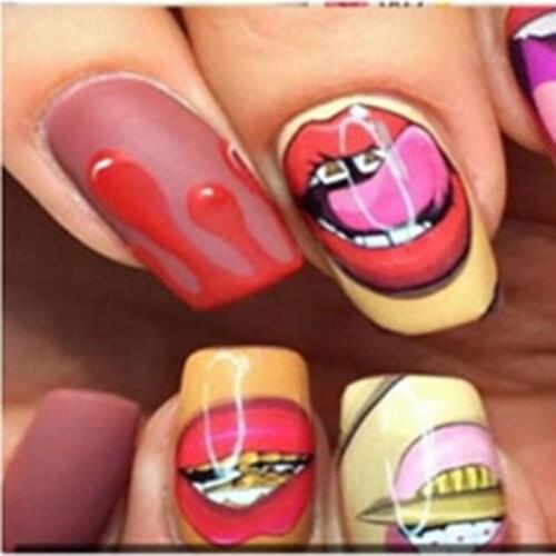 12Sheets Valentines Day HOT SEXY LADY Nail Sticker LIPS Lipstick Girls' Body 3D DIY Decals Nude-Packing Nail Art Sticker XF3384