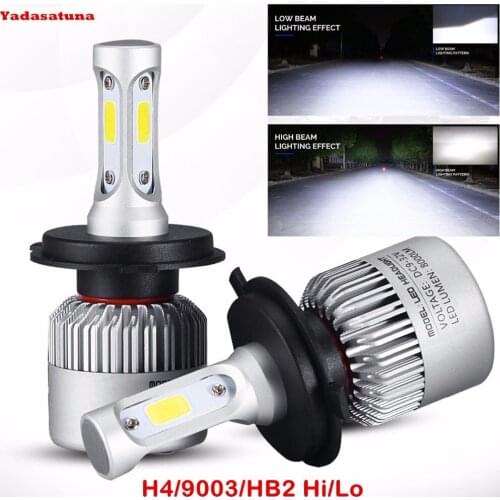 2Pcs H4 LED H7 H11 9005 9006 COB Chip S2 Auto Car Headlight/DRL Lights/DRL 72W 8000LM High Low Beam All In One Automobiles Lamp