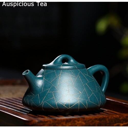 240ml Boutique Yixing Purple Clay Teapots Raw Ore Azure Mud Stone Scoop Tea Pot Handmade Tea Ceremony Customized Teaware Gifts