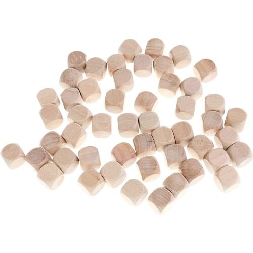 50PCS Wood Blank Blocks Dice Six Sided Dice Teaching For Kid DIY Craft 16mm