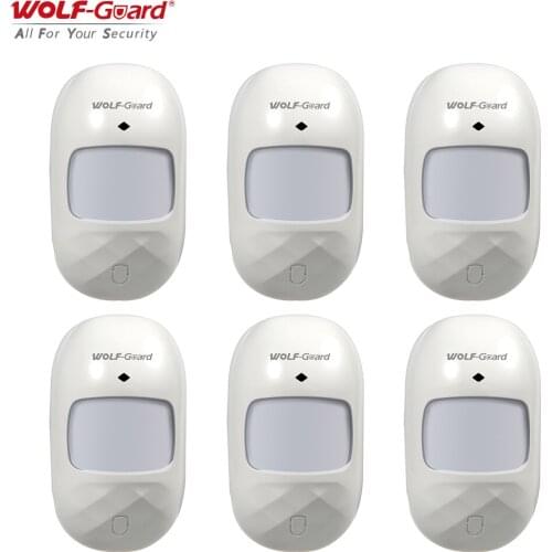 6 x Wolf-Guard Indoor Wireless Wide-Angle PIR Motion Sensor Anti-Light Detector for 3G GSM WIFI Home Security Alarm System