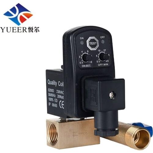 24v Automatic Electronic Drain Split Type Timing Drain Control Brass Solenoid Valve Timer
