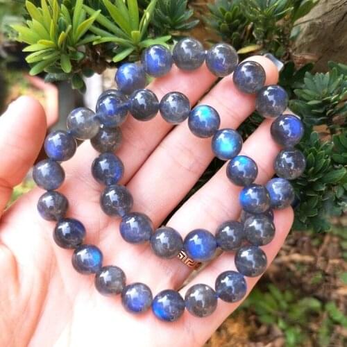 7A gray blue rainbow shine round labradorite 8mm 10mm bracelet 7.5inch FPPJ wholesale beads nature