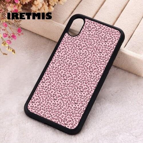 Iretmis 5 5S SE 2020 Phone Cover Case for iPhone 6 6S 7 8 Plus X Xs XR 11 12 Mini Pro Max Rubber Silicone Pink Cheetah Print