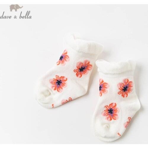 DB13715 dave bella baby girl floral print sock spring children cute socks