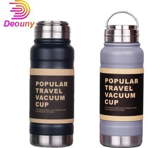 DEOUNY Large-Capacity 1000ML Camping Thermos Stainless Steel Water Bottle Coffee Vacuum Flask Double-Wall Cup 1L Tumbler