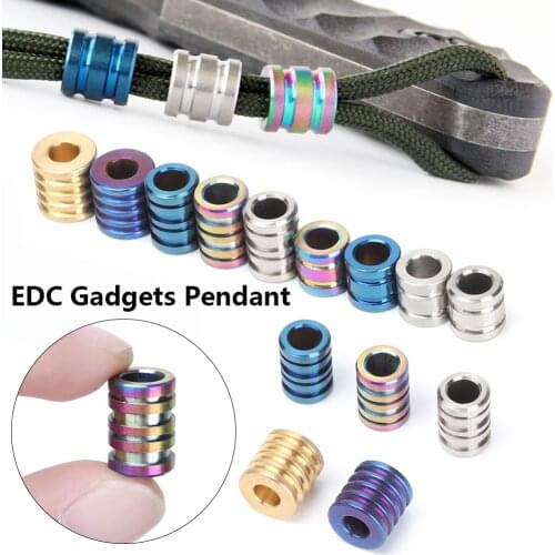 Hot Sale 1Pc Titanium TC4 Knife Beads Ropes Lanyard Outdoor Camping EDC Gadgets Paracord Rope Pendant Multi Tools