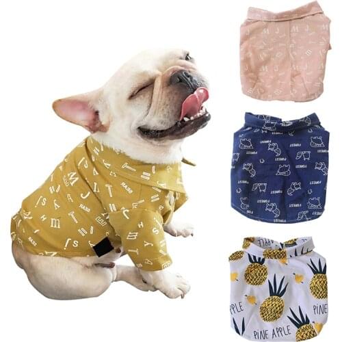 Pet Puppy Cotton T-Shirt Dog Clothes Shirts Cartoon Printed for Small Medium Dog Cat French Bulldog Chihuahua Clothing Supplies