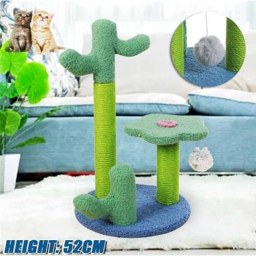Cactus Cat Tree Cat Climbing Tower Stable Plush Perches Cat Scratch Posts Activity Centre Cave Toy for Indoor Cats Activity