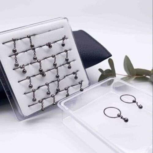 24 pieces of 925 pure silver nose ornaments, simple elongated black gun, 10mm Round Bead puncture nose ring and nose nail