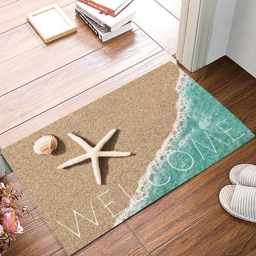 Sea Beach Welcome Starfish Shell Floor Mats for Living Rooms Anti-slip Carpets Kitchen Bathroom Rugs Entrance Doormat