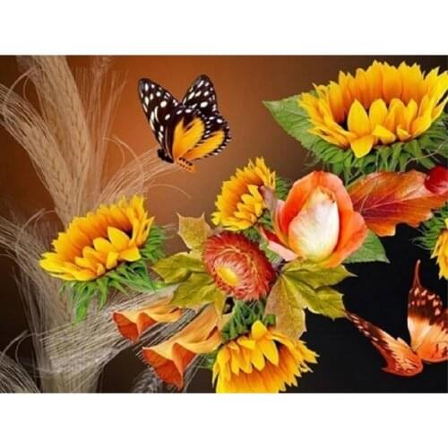 Diamond Painting Sunflower Butterfly Full Drill Square Round Embroidery landscape Picture Cross Stitch Handmade Home Decor P926