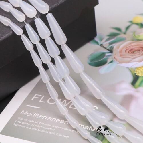 Fashion jewelry water drop-shaped loose beads Natural white agates Beads for jewelry making bracelet necklace and accessories