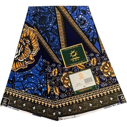 Veritable High Quality Soft Breathable African Ankara Wax Dye Printed Cotton Fabric 100%Real Dress Material 6 Yards R-V 7-81