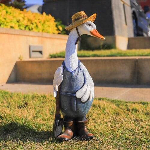 Novelty Resin Duck Garden Statue Sculpture Figures Figurine Model Ornament Villa Courtyard Pond Decor Art Crafts