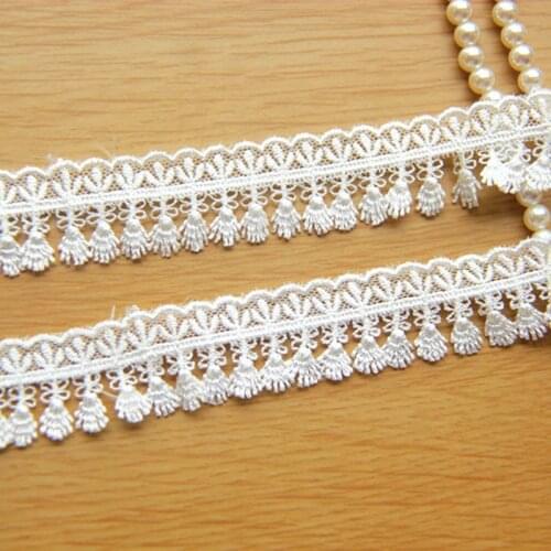 Novelty Embroidery Lace Fringe Tassel Polyester Embroidered White And Black Double Scalloped Lace Sewing Garment Accessories 2cm