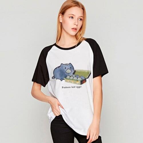 New Arrival Pusheen T Shirt Tees Tshirt Women Kawaii Graphic T-shirt White Harajuku Female Aesthetic Korean Streetwear Clothing