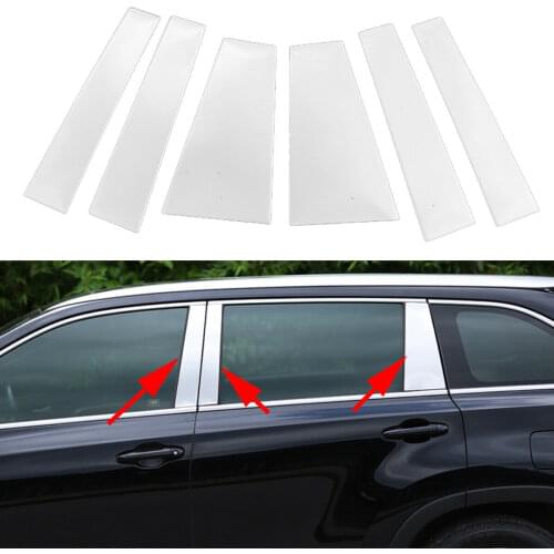 Stainless Steel Window Pillar Post Cover Trim Fit For Toyota Highlander Kluger 2014 2015 2016 2017-2019 Accessories