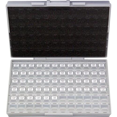 AideTek SMT/SMD 0603 size capacitor box organizzation storage kit with enclosure 50 v x 10 pcs plastic assortment tool box C0610