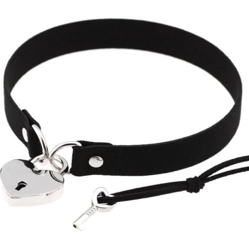 Metal Lock Heart Choker Collar For Girls Women Black Cosplay Necklace Couple Gift Neck Goth Jewelry Fashion Gothic Accessiores