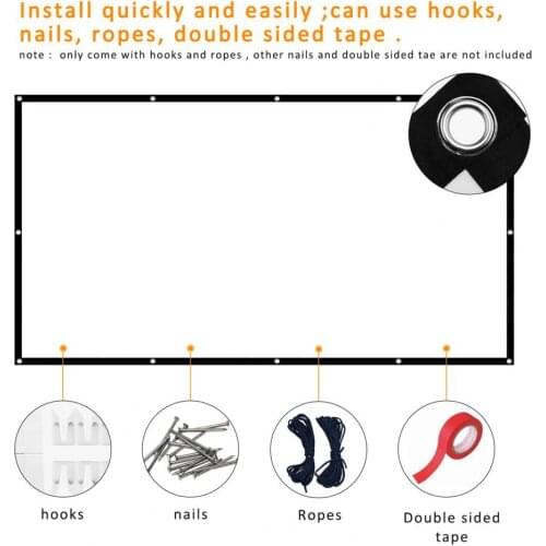 HOT SALE！H80C Projector Screen Thick Foldable Portable 80 Inch 16:9 Simple Movie Screen for Travel Dropshipping