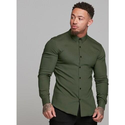 New Mens Fashion Casual Workout Fitness Sports Long-sleeved Shirt Breathable Clothing Turn-down Collar Long Sleeve Shirt Men