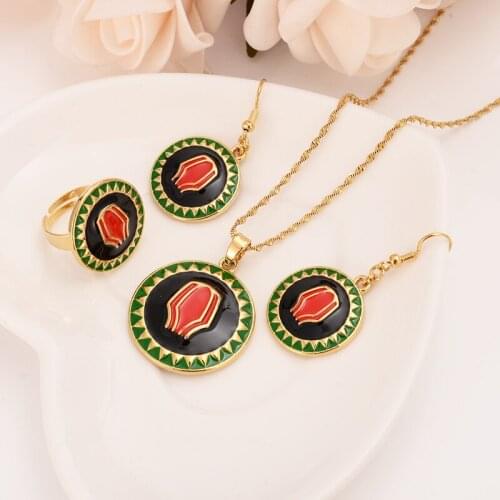 Handmade crystal BAG Pendan Necklaces Earrings Gold Color PNG Jewellery Set Papua New Guinea Wedding party women girls gifts