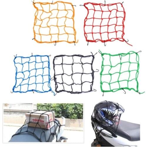 Motorcycle Bike Helmet Holder 6 hooks Hold down 40 x 40cm Mesh Net Bag Luggage Cargo Mesh Net Auto Car Styling